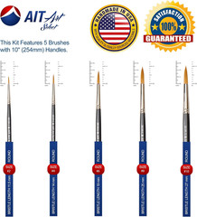 AIT Art Select Paint Brush Set, 5 Long Handle Synthetic Blend round Paint Brushe