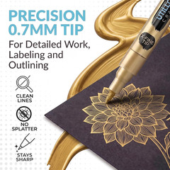Gold Paint Pen (8-Pack) Extra Fine Gold Paint Markers for Metal, Fabric, Wood, G