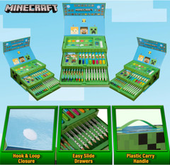Minecraft Art Set For Kids, Coloring And Drawing Kit With Over 40 Art Supplies,