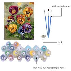 Paint by Numbers Kit for Adults Beginner,Pansies Adult Paint by Number Kits on
