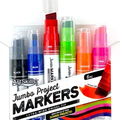 Jumbo Chisel-Tip Markers for Adults &Teens, Pack of 6