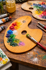Wooden Paint Palette Artist Natural Varnished Walnut Poplar Oil Acrylic Mixing