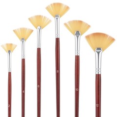 6 Pieces Fan Brush,Fan Brush for Painting,Artist Small to Medium, Red-brown