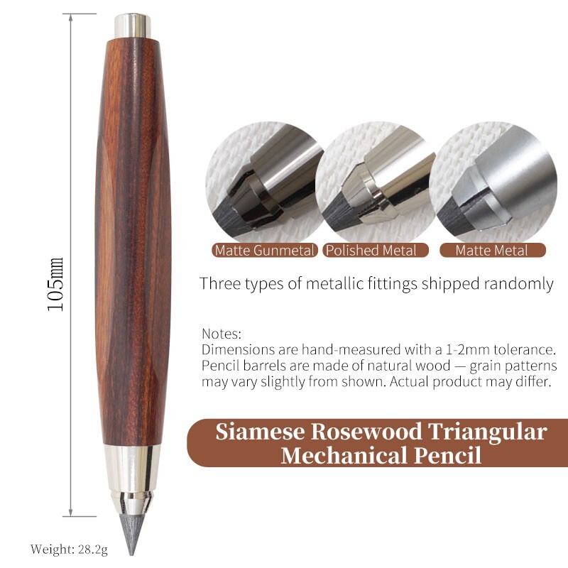 Solid Wood 5.6mm Mechanical Clutch Pencil Ebony Rosewood Sketch Lead Holders