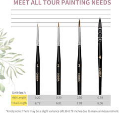 Professional Watercolor Sable, Squirrel Hair Paint Brushes, Mop Round Tip Detail