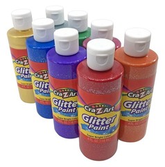 Washable Glitter Paint Bulk Pack 8ct, Assorted Colors 4oz each bottle