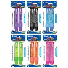 BAZIC Paisley Retractable Stick Erasers (2/Pack), 6 Assorted Colors