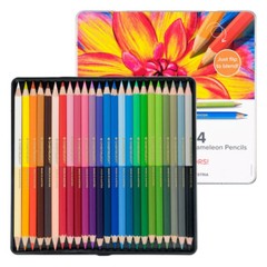 NEW Chameleon Double Ended Coloured Pencils Tin Set 48 Colours! Colouring School