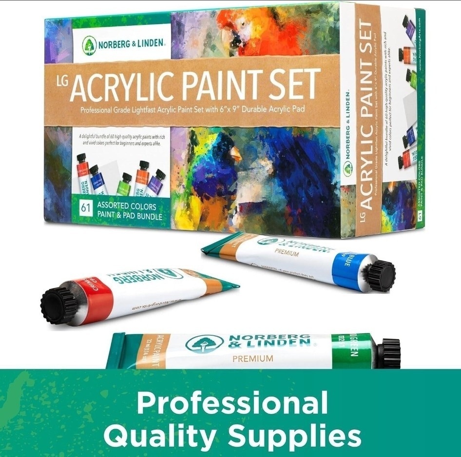 Norberg & Linden Premium Acrylic Paint Set, 15 Large Tubes (4 oz Each) – Acrylic