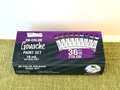 U.S. Art Supply 36 Color Set Gouche Paint in Large 18ml Tubes Color Mixing Wheel