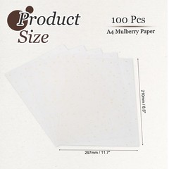 100Pcs A4 Mulberry Paper Sheets Prepared Xuan Paper, Gold Dots White 8.3″x11.7″