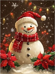 Christmas Snowman Paint by Numbers Kit – 16×20 DIY Acrylic Art for Adults