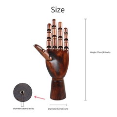 Wooden Hand Model for Artists, Articulated Mannequin Left Hand Figure, 10.2-inch