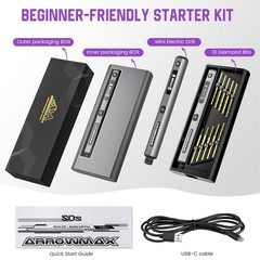Mini Drill Pen, 5-Speed, LED Lights, OLED Display, Aluminium Box, Resin Drill…