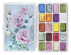 New Natural Metallic SHIMMER Travel Watercolor Paint SET of 20 COLORS