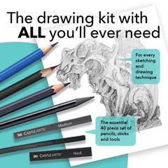 40 Piece Premium Drawing and Sketching Set with Tutorial | for Artists, Profe…
