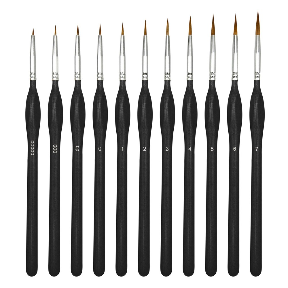 11PCS Fine Detail Paint Brushes Set, Miniature Varies (0/5 to 7), Black