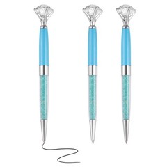 3 Pcs Ballpoint Pen, Crystal Diamond Pen, Light Blue (Light Blue Diamond)