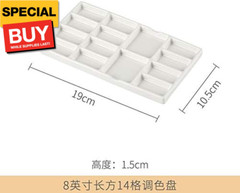 Ceramic Paint Palette, 8 inch, 14 Wells, Porcelain, White, Modern