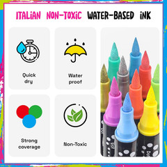 Dual Tip Acrylic Paint Markers 30 Colors Fine & Brush Tip for Rock Canvas