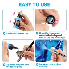 Airbrush Paint, 28 Colors x 1oz (30ml) with 2 Thinner, Ready to Spray, Non-To…