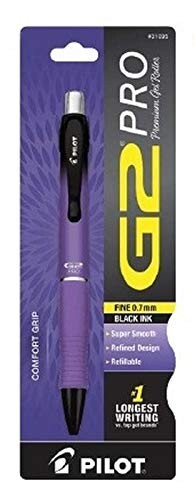 Pilot G2 Pro Retract Gel Pen 0.7mm 1/PK Purple Barrel BLK Ink Office School Home
