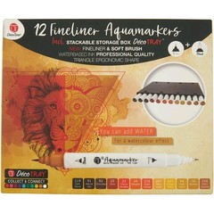 DecoTime Stackable 12 Professional Aquamarkers – Dual Tip Water Based – Various