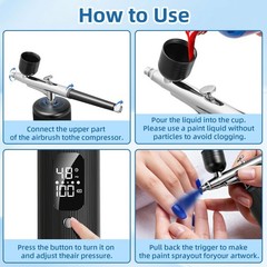 Airbrush for Nails Kit with Compressor, 48PSI Cordless Rechargeable Nail Airb