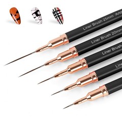 Artdone Metallic Nail Art Pens, Liner Brushes Set, 5PCS Black Nail Tools for