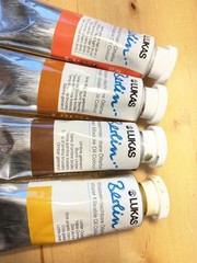 Lot of 20 tubes Lukas and other water mixable oil paints and 3 bottles medium.