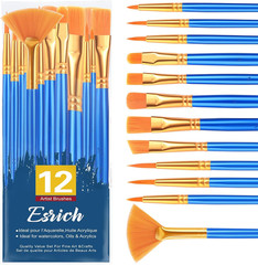 Paint Brushes Set,1Pack/12Pcs Nylon Hair Round-Pointed Tip Acrylic Paint Brushes