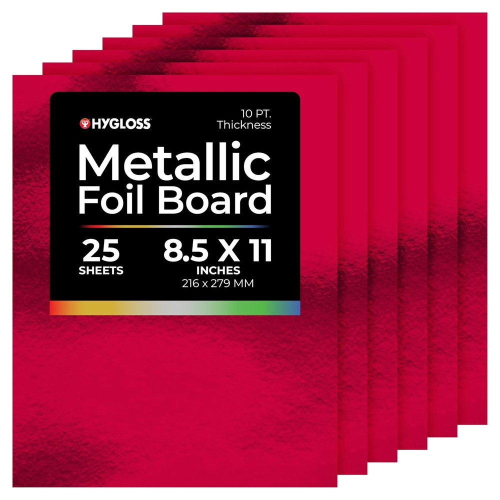 Hygloss Metallic Cardstock Sheets 25 Shiny Red Sheets 8 5 x 11 Sturdy 10 pt