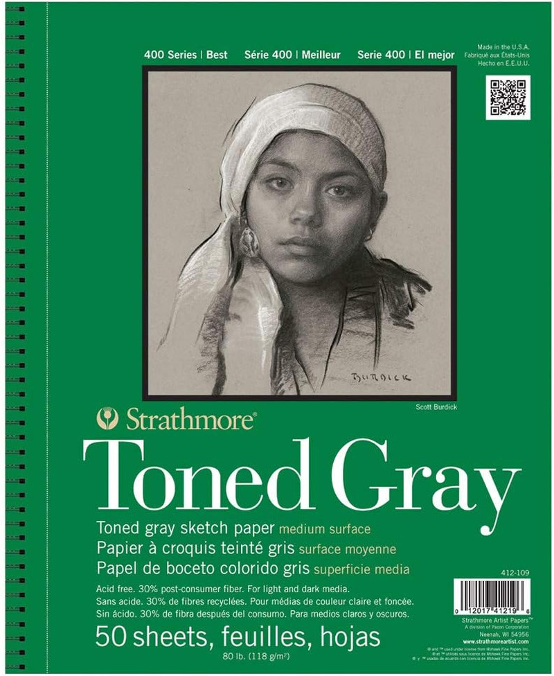 400 Series Sketch Pad, Toned Gray, 5.5X8.5 Inch, 50 Sheets – Artist Sketchbook f