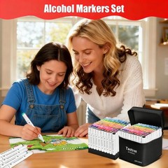 Alcohol Markers Set 120 Colors with Case & Holders, Dual Tips Art Coloring Ma…