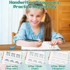 4 Pack Grooved Cursive Handwriting Practice Kit Disappearing Ink Pens Magic