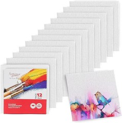 Canvases for Painting – Pack of 12, 4X 4 Inch Blank White Canvas Panels