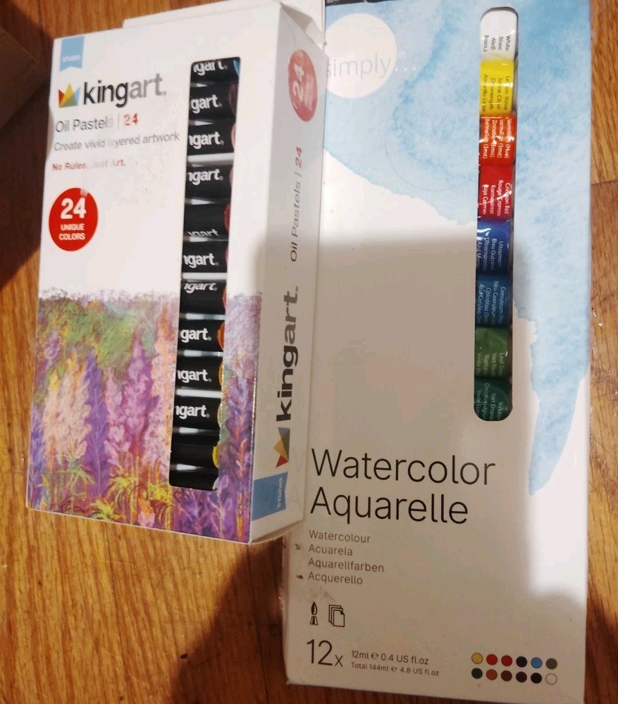 Kingart Studio: 24 Unique Oil Pastels & 12 Watercolor Aquarelle Simply