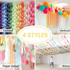 PartyWoo Crepe Paper Streamers 6 Rolls 492ft, Pack of Party 6 Rolls, Pastel