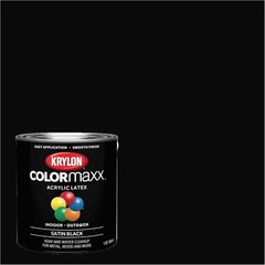 COLORmaxx Satin Black Brush-On Paint: Fast-Drying & Rust-Resistant – 1/2 Pint