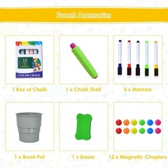 Kids Art Easel Magnetic Whiteboard Chalkboard Drawing Fun Activity Play