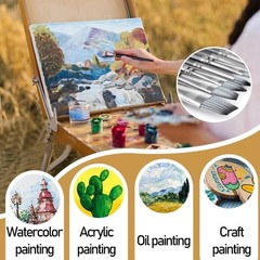 “Set De 12 Pinceles Artista Para Pintura Al Agua Acrilica Gouache Oleo Y Tempera