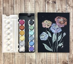 NEW ⭐ Brea Reese Metallic Watercolor Pan Paint Set 13/Pkg-paint Brush Included