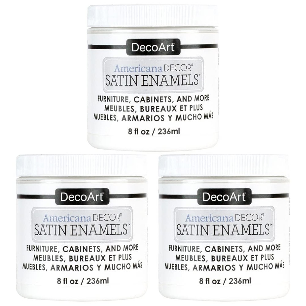 Americana Decor Satin Enamels Acrylic Paint, Pure White, ADSA02, 8 fl oz, Jar…