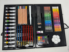 New Daler-Rowney Simply 106 Pcs Acrylic Paint Pencil Brushes Pastel Art Set+Case