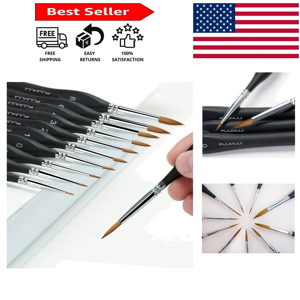 Kolinsky Sable Watercolor Brushes Set: Fine Tips for Acrylic & Gouache Mastery