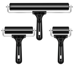 3 Pack Printmaking Brayers – Premium Brayer Rollers for Crafting, Hard black
