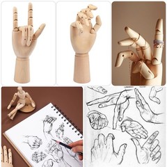 2 Pack 8″ Drawing Mannequin,7″ Little Hand Model,Artists Wooden Drawing Figur…