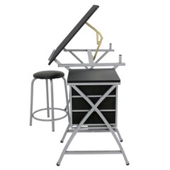 Adjustable Drafting Table Tilted Tabletop Art & Craft Drawing Desk with Stool