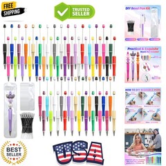 150 Pieces DIY Beadable Pen Kit – 50 Plastic Ballpoint Pens with Refills & Ba…