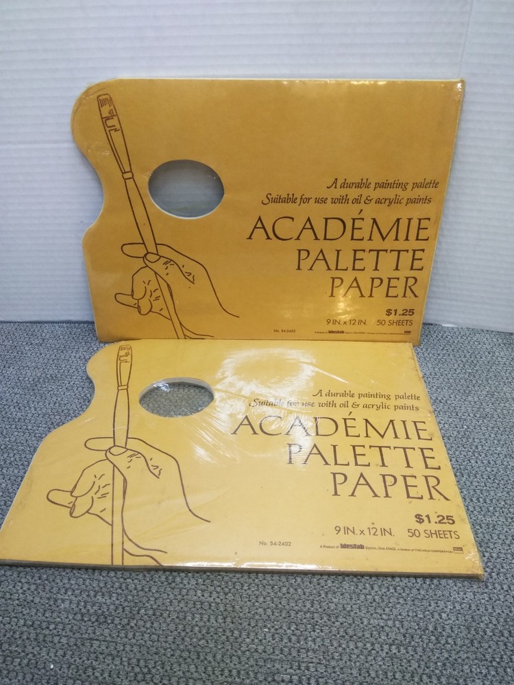 VTG. Academie Palette Disposable Paper 50 Sheets 9”X12”(2PK) New Old Stock